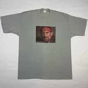 Vtg Willie Nelson Band T-Shirt XL 80s Light Grey Single Stitch A1